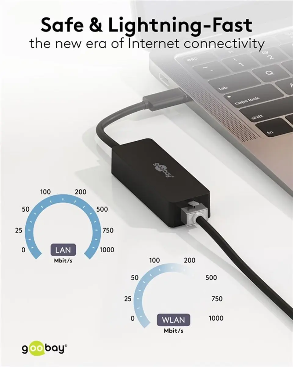 Goobay USB-C naar RJ45 LAN Adapter CAT6 - 0,1m
