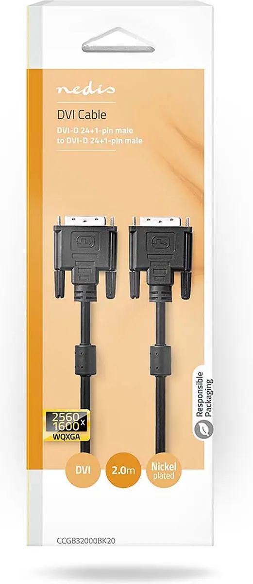 Nedis DVI-I Kabel CCGP32050BK20 - 2.00m - Zwart