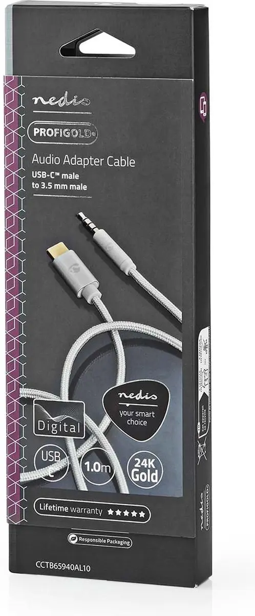 Nedis CCTB65940AL10 USB-C Adapter - USB 2.0 - 1m - Verguld