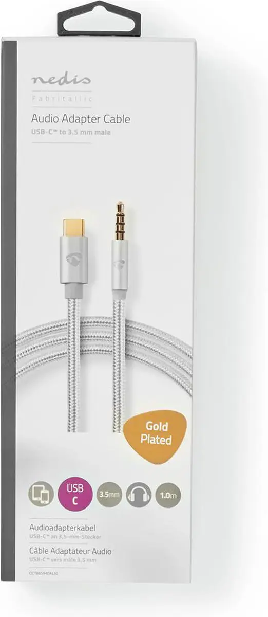 Nedis CCTB65940AL10 USB-C Adapter - USB 2.0 - 1m - Verguld - afbeelding 6 van 6