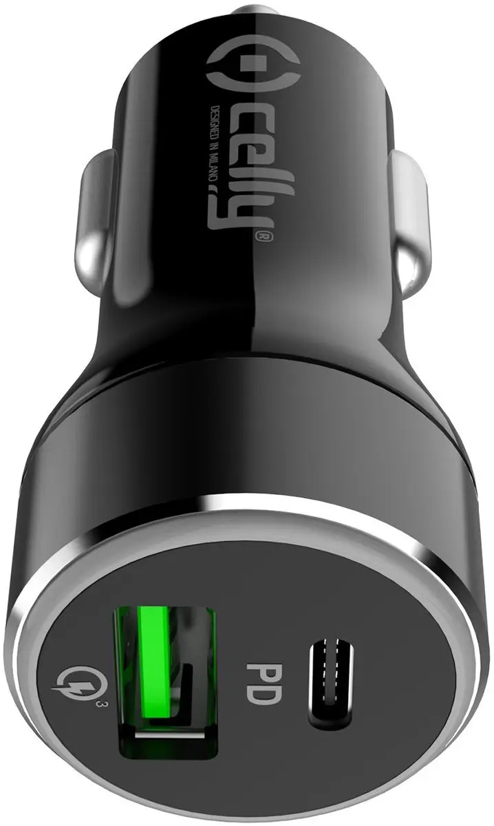 Celly ProPower Autolader - USB & USB-C - Zwart