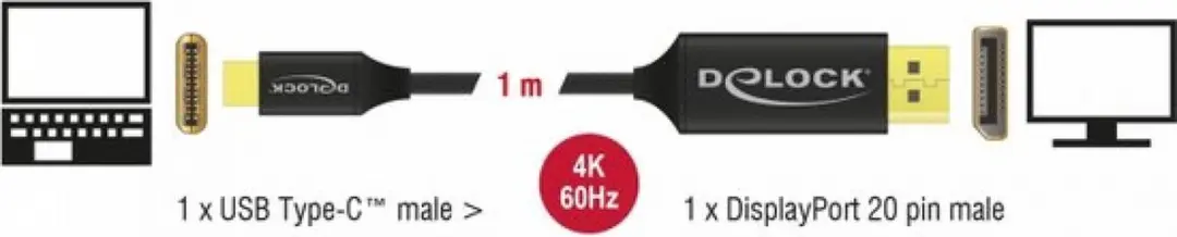 Delock USB-C naar DisplayPort Kabel 83709 - 1m - 4K 60Hz