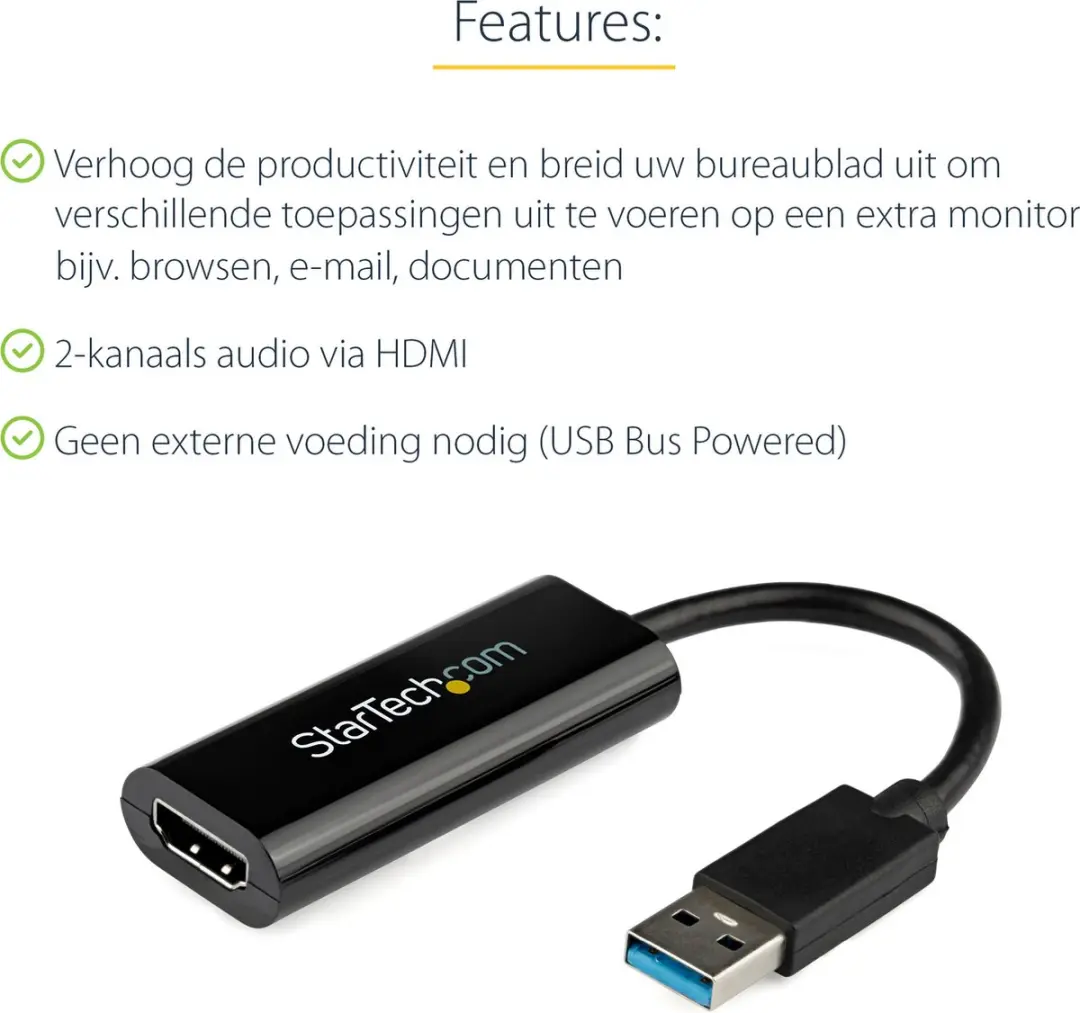 Startech USB32HDES USB 3.0 naar HDMI Adapter - Zwart