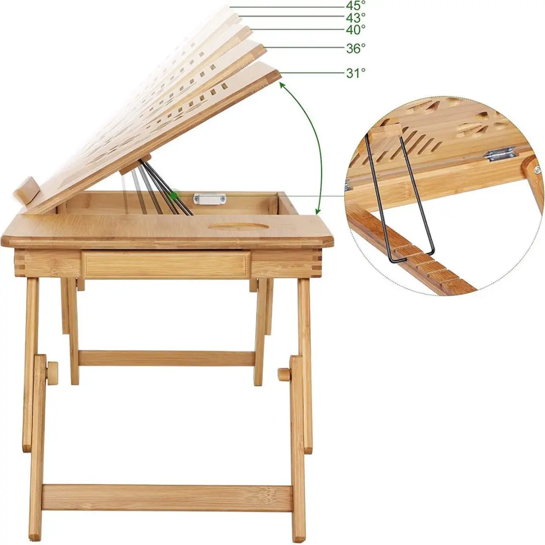 Songmics Houten Laptoptafel Notebook Stand - Verstelbaar