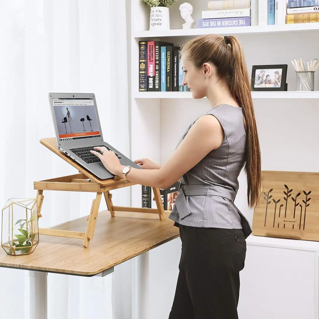 Songmics Houten Laptoptafel Notebook Stand - Verstelbaar