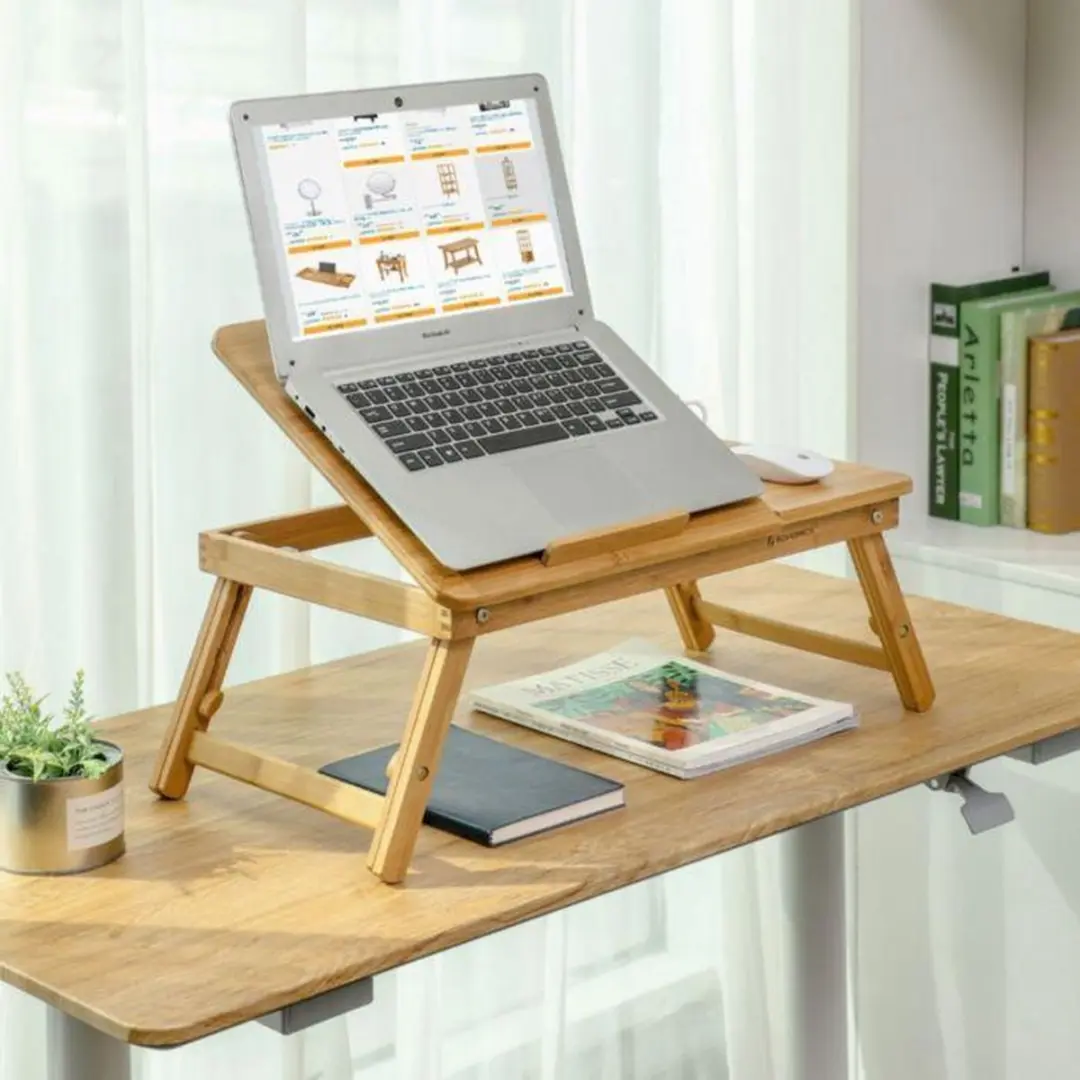 Songmics Houten Laptoptafel Notebook Stand - Verstelbaar