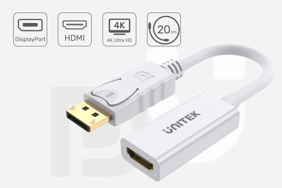 Unitek DisplayPort naar HDMI-adapter 4K - Wit