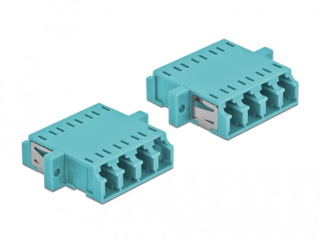Delock LC Quad Female naar LC Quad Female Multimode Kabelkoppeling - 2 Stuks Lichtblauw