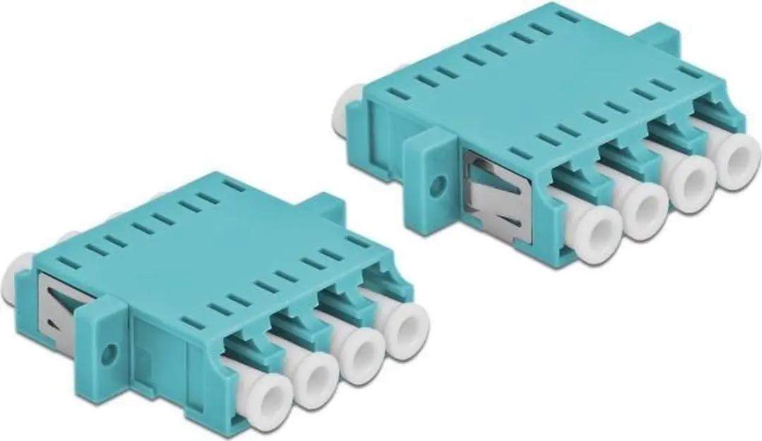 Delock LC Quad Female naar LC Quad Female Multimode Kabelkoppeling - 2 Stuks Lichtblauw