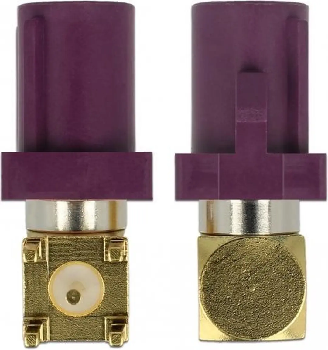 Delock FAKRA D Plug 90° PCB - Goud/Grijs/Paars