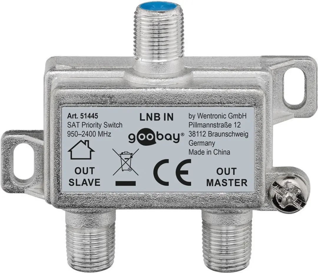 Goobay Premium Satelliet Priority Switch 2x 950-2500 MHz - Grijs