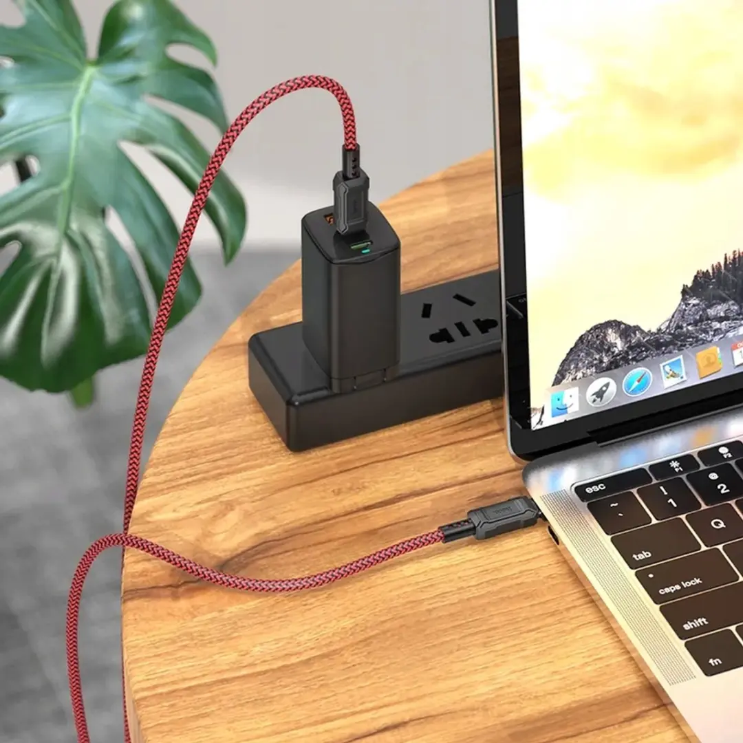 Hoco USB-C Kabel 1m 60W - Rood/Zwart