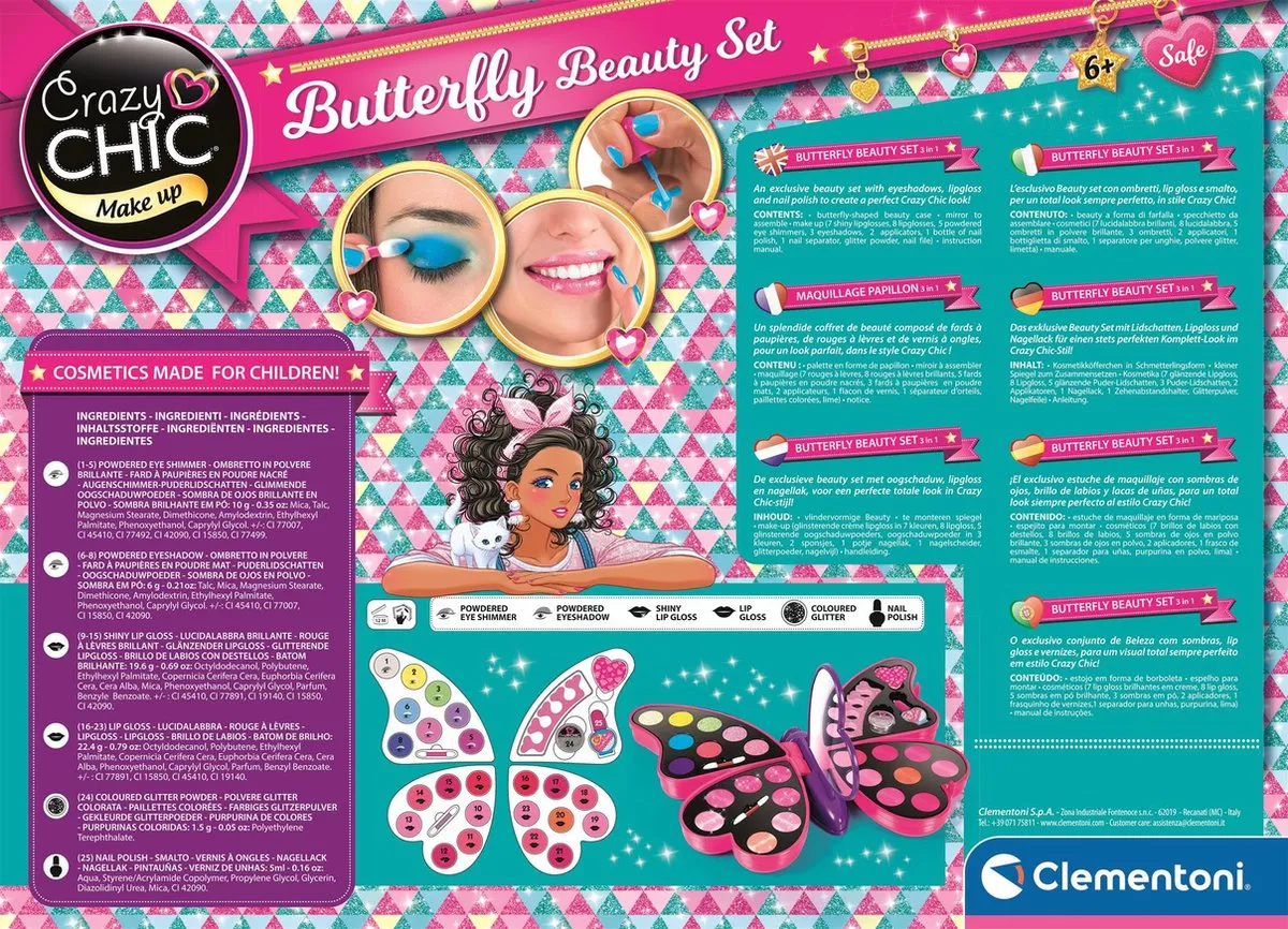 Clementoni 3-in-1 Make-up Koffer Vlinder Crazy Chic - 64ml - afbeelding 6 van 6