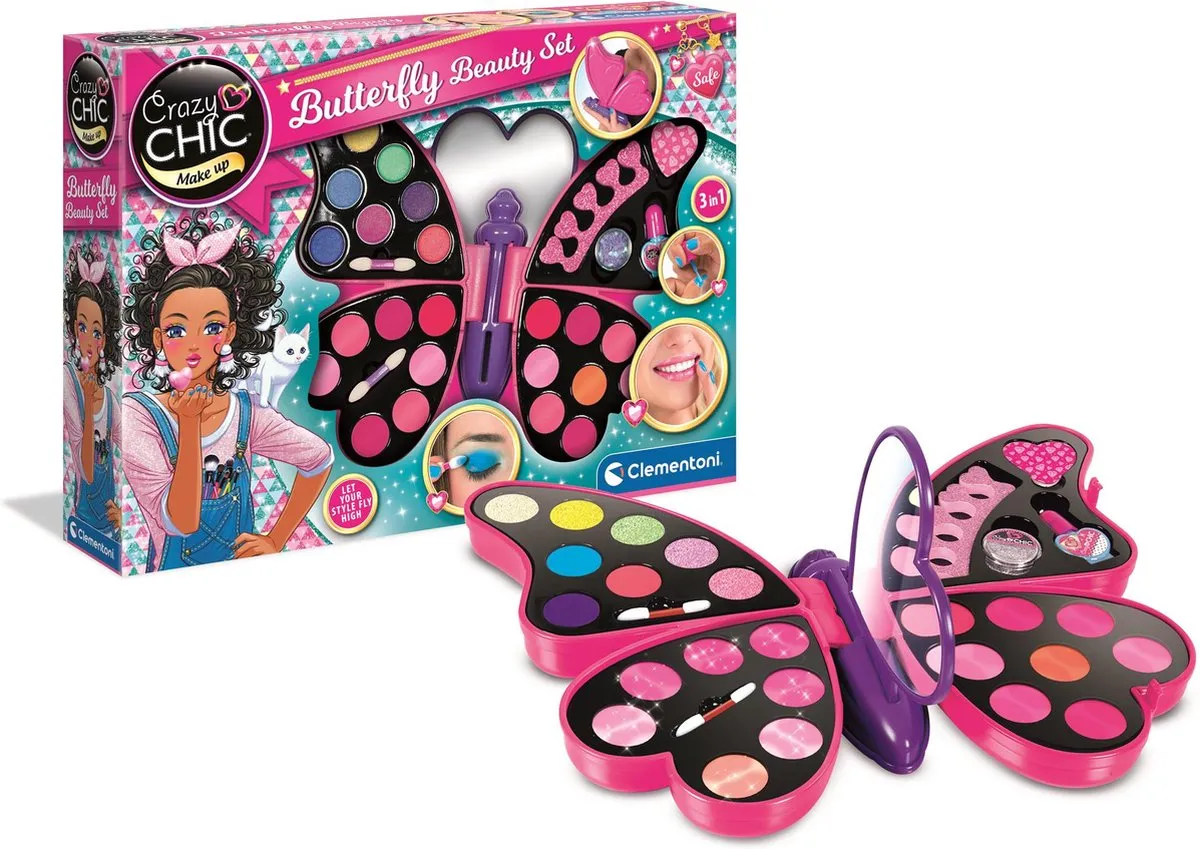 Clementoni 3-in-1 Make-up Koffer Vlinder Crazy Chic - 64ml
