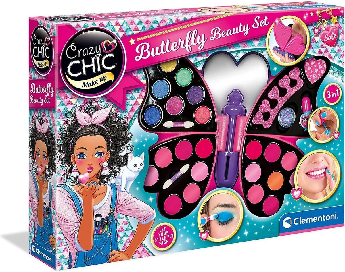 Clementoni 3-in-1 Make-up Koffer Vlinder Crazy Chic - 64ml