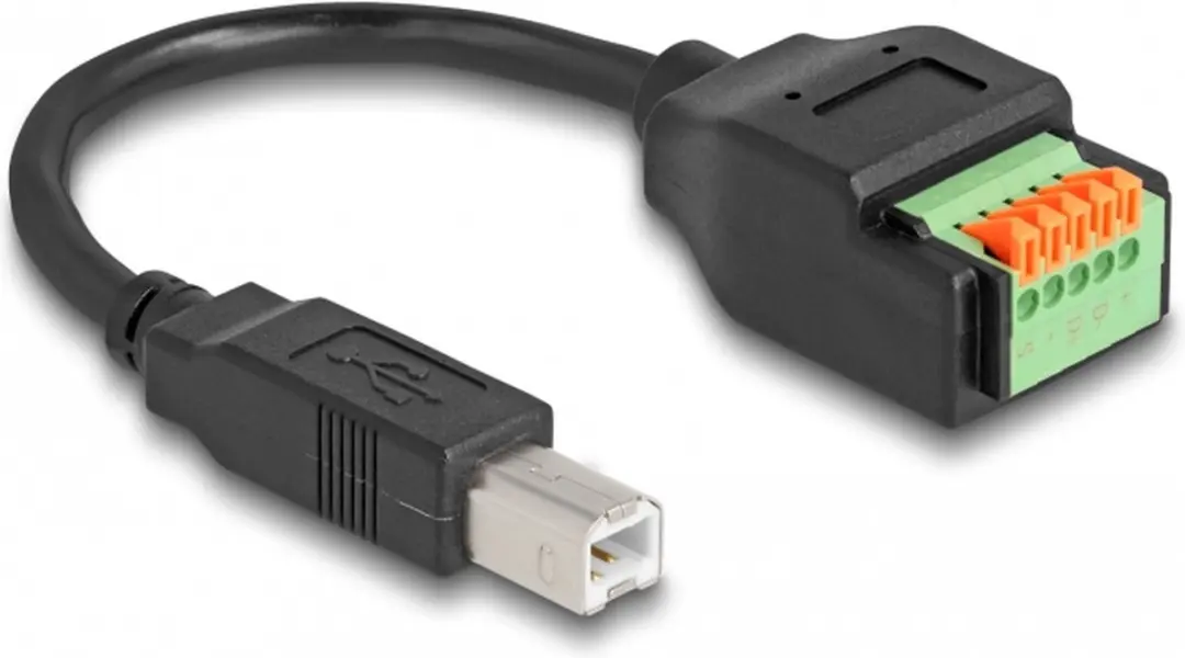 Delock USB 2.0 Type-B naar Terminal Block Adapter 15cm - Zwart/Groen
