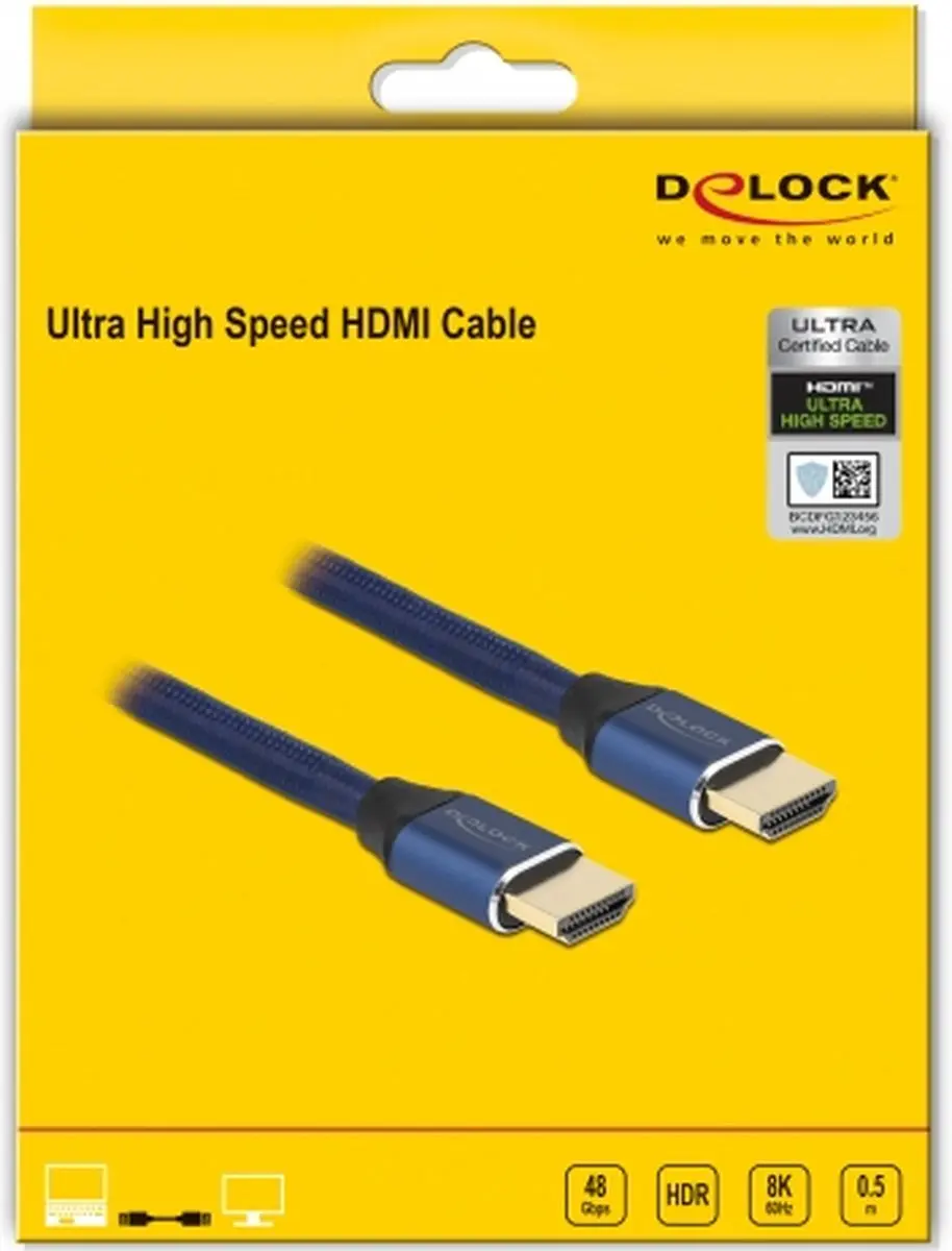 Delock Ultra High Speed HDMI Kabel 48 Gbps 8K 60Hz - Blauw 0.5m