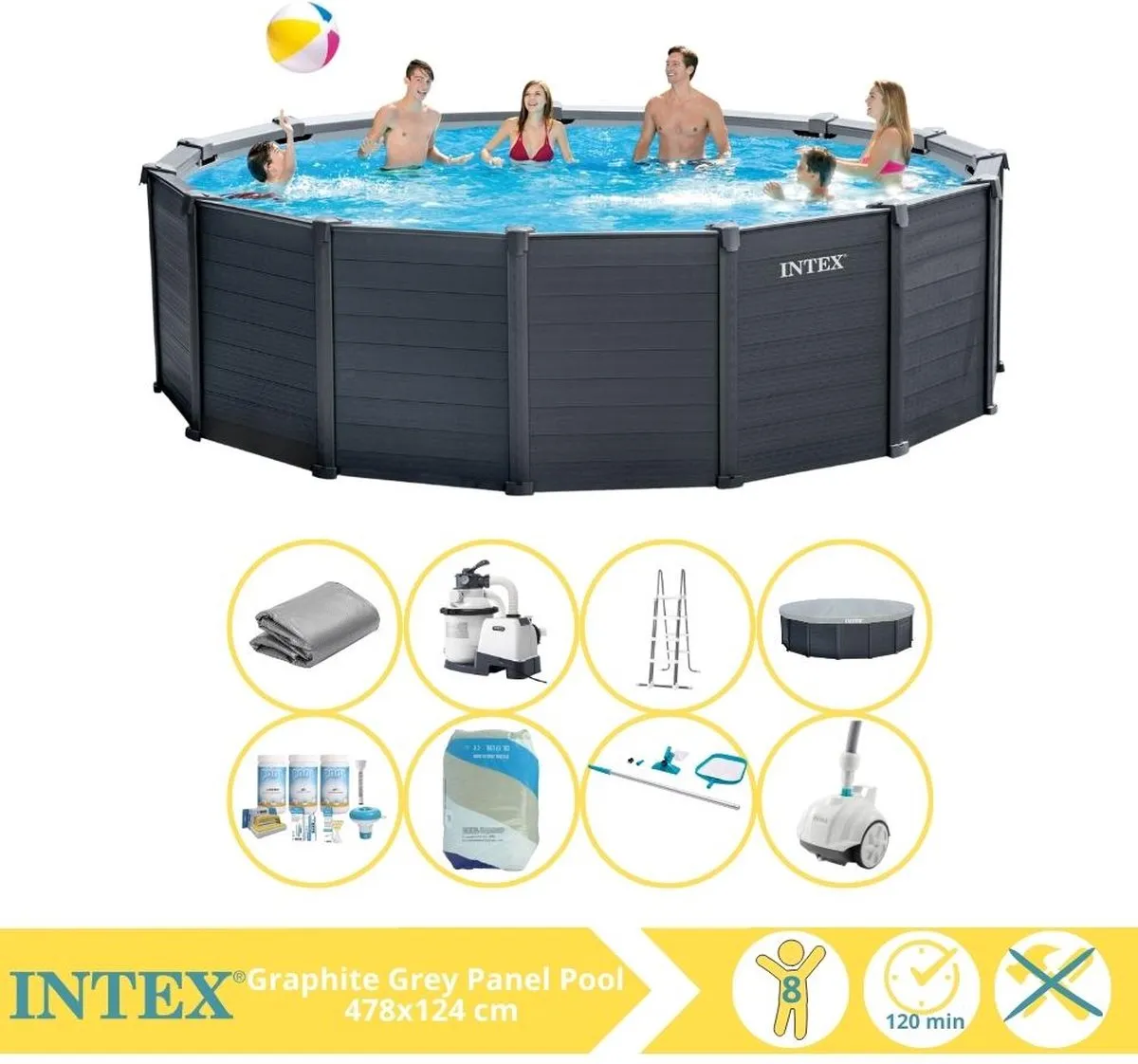 Intex Graphite Gray Panel Zwembad 26384GS
