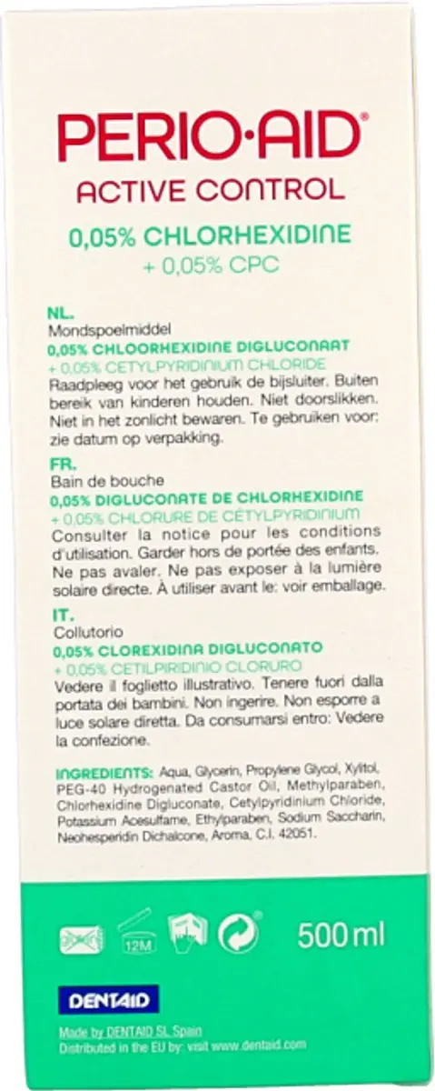 PerioAid Mondspoelmiddel Active Control 0,05% 500 ml