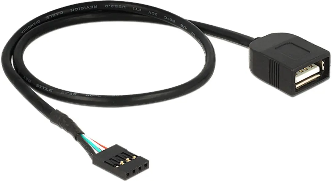 Delock USB 2.0 A Female Kabel 0.4m - Zwart