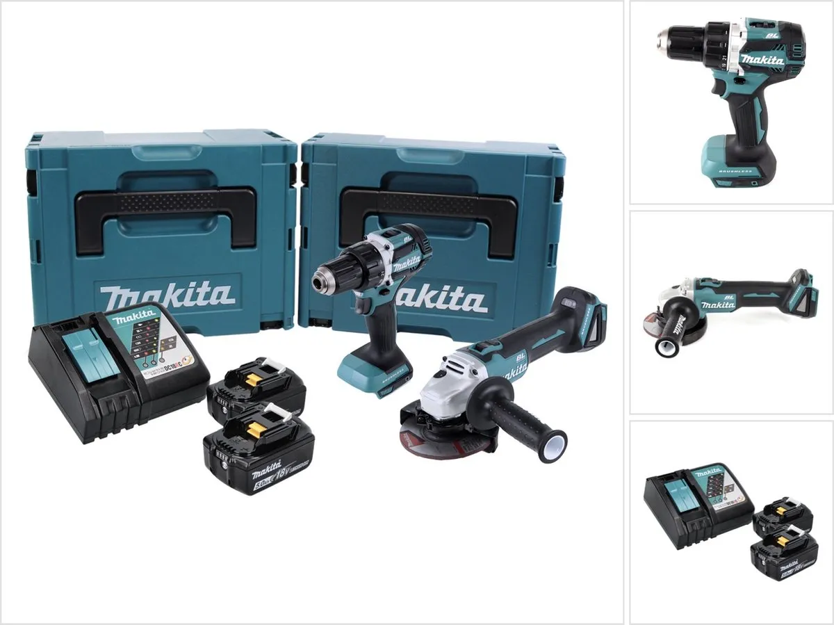 Makita DLX2190TJ1 Accu Combiset 18V 5.0Ah - Haakse Slijper & Multitool