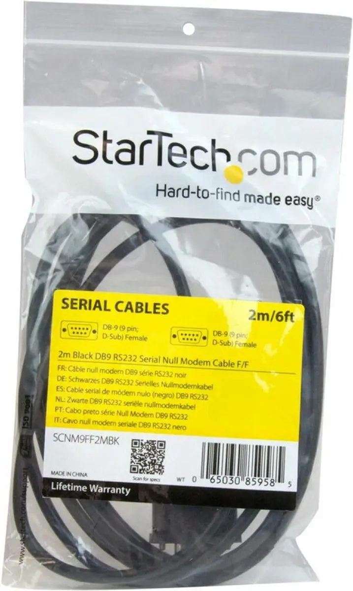 Startech SCNM9FF2MBK DB9 RS232 Nullmodemkabel 2m - Zwart