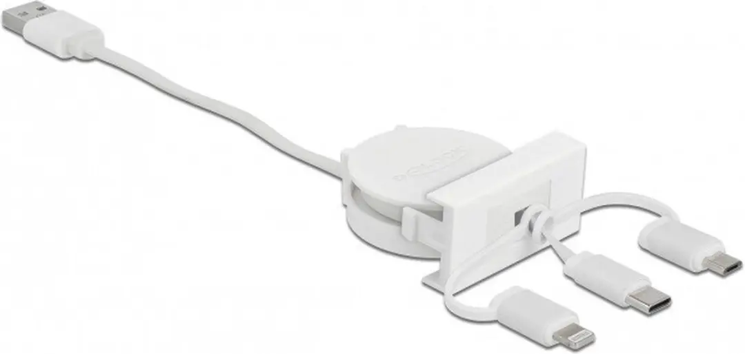 Delock Easy 45 USB 2.0 Kabel 3-in-1 Wit - USB-A/USB-C/Micro-USB/Lightning