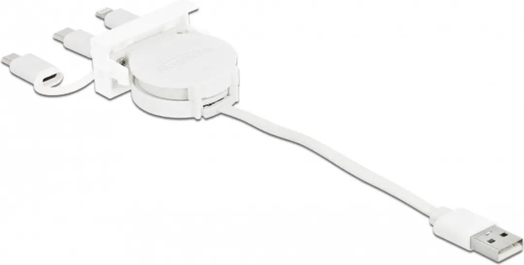 Delock Easy 45 USB 2.0 Kabel 3-in-1 Wit - USB-A/USB-C/Micro-USB/Lightning