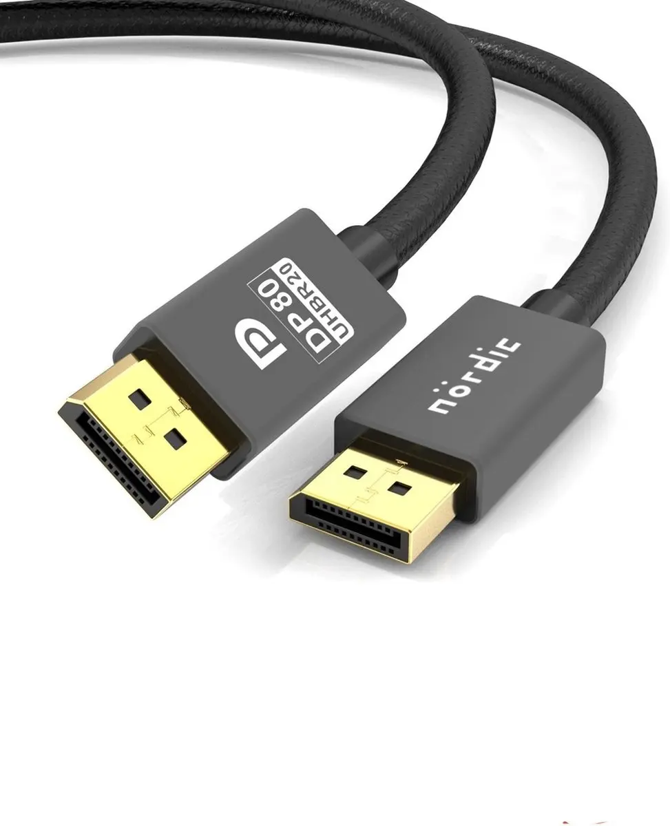 NÖRDIC DP-630 DisplayPort 2.1 Kabel 80Gbps - 3m - Zwart