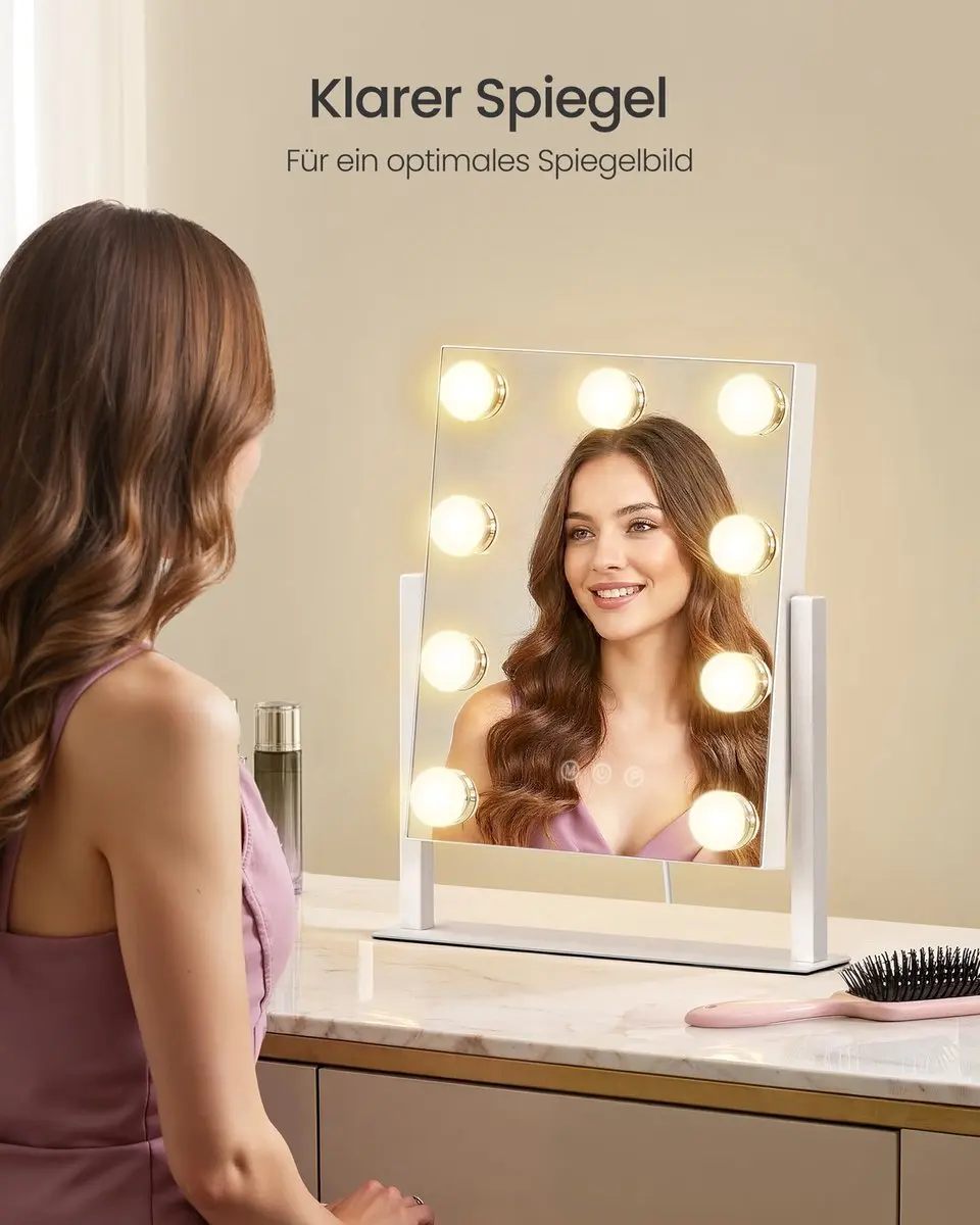 Songmics Make-upspiegel 15 LED Verlichting - Mat Wit 58x43cm - afbeelding 6 van 6