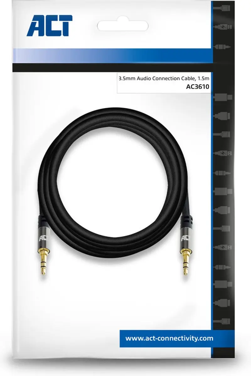 ACT AC3610 Audiokabel 3,5mm Jack - 1,5m - Zwart