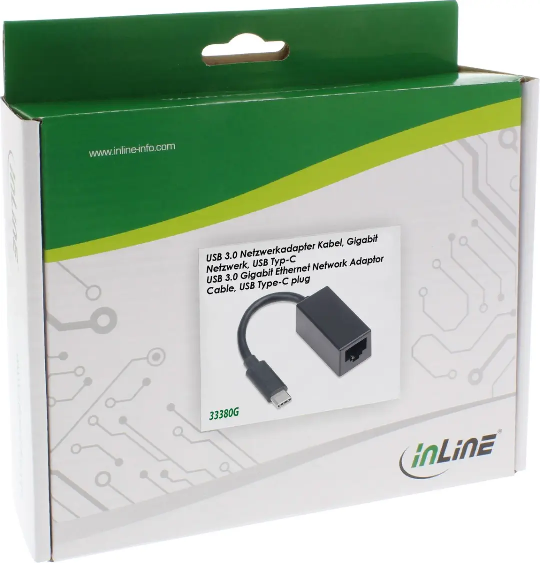 InLine USB-C Gigabit Netwerkadapterkabel - Zwart