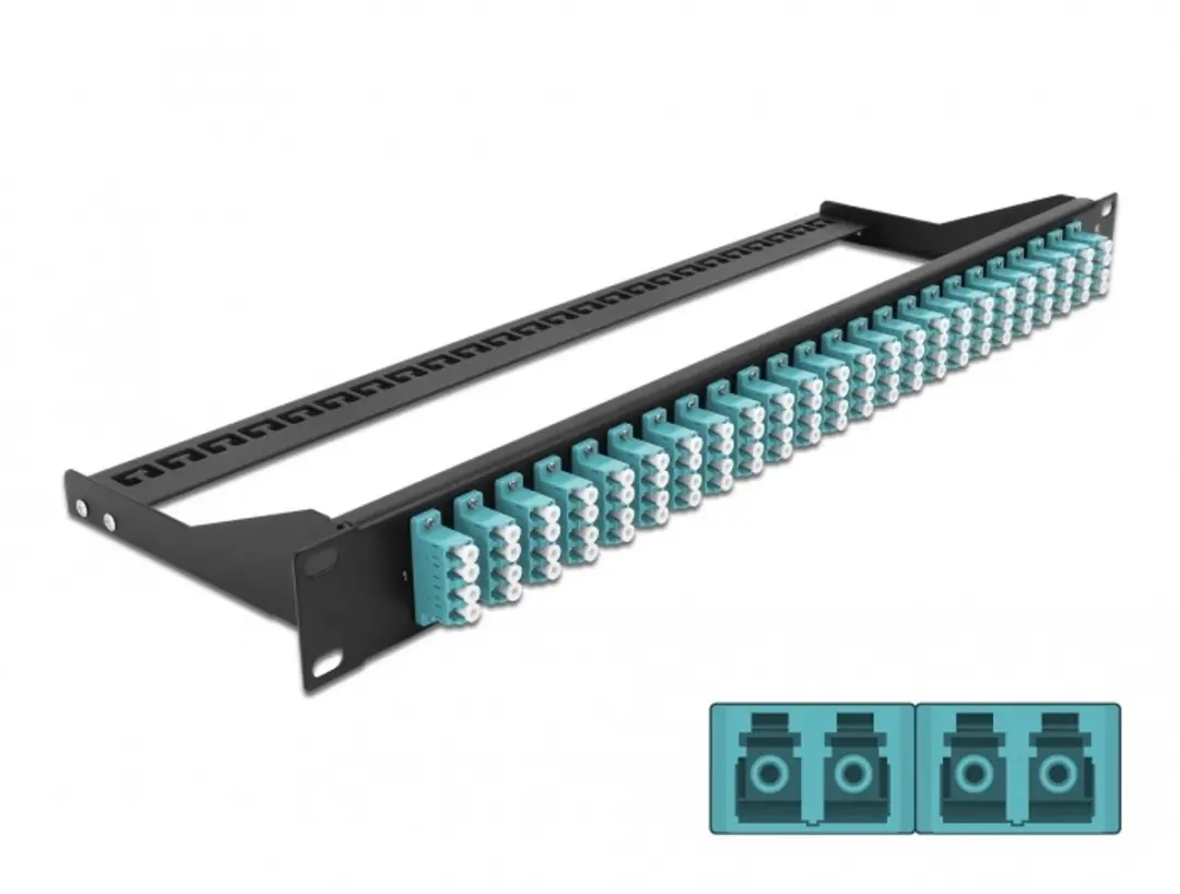 Delock 19" Fibre Patch Panel 24 Port LC Quad Aqua