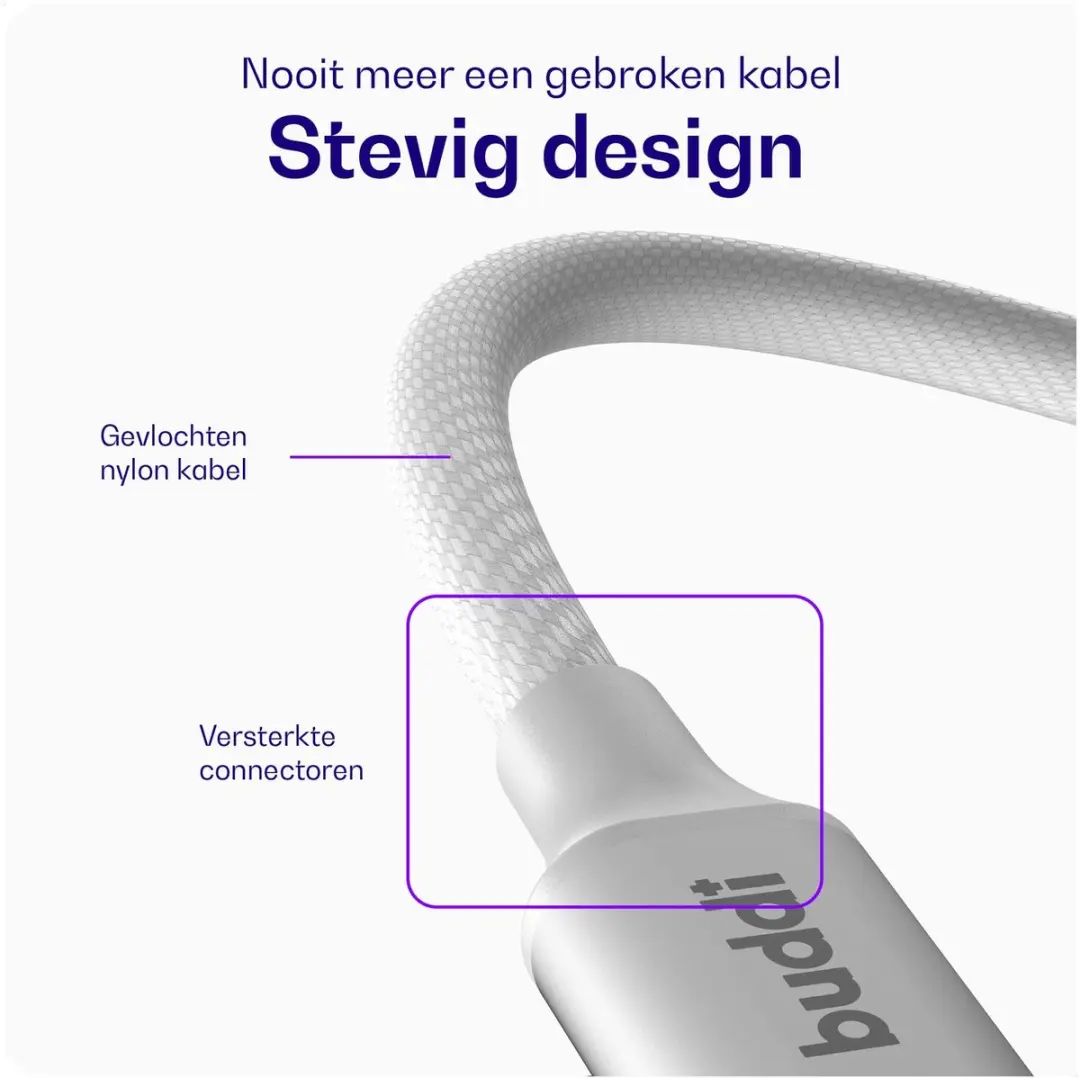 Buddi Flex USB-A naar Lightning Kabel 12W 3m - Wit