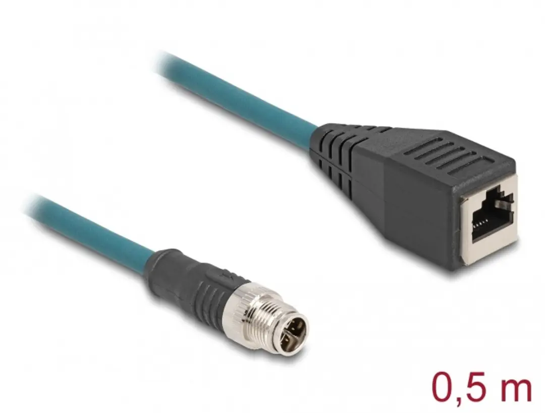 Delock M12 8-pins X-gecodeerd Industriële Netwerkkabel CAT6a 0,5m - Blauw