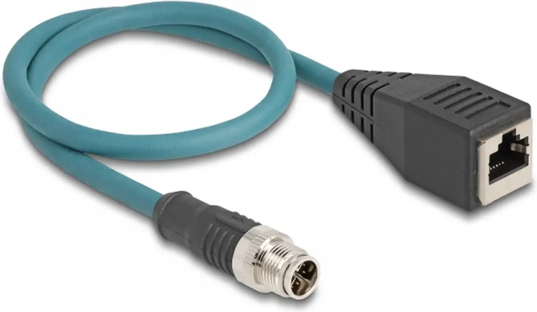 Delock M12 8-pins X-gecodeerd Industriële Netwerkkabel CAT6a 0,5m - Blauw