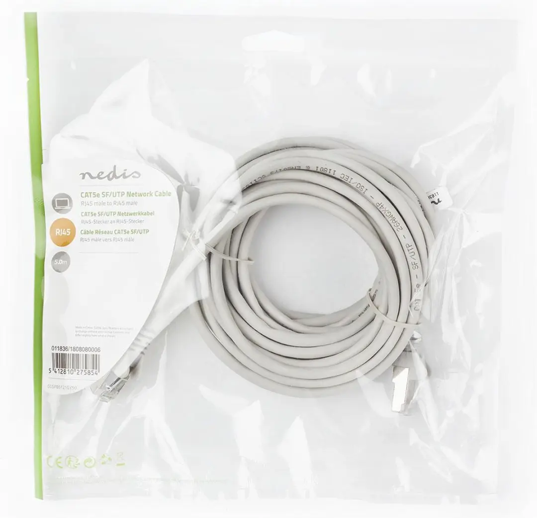 Nedis CAT5e Netwerkkabel CCGP85121GY50 5m - Grijs