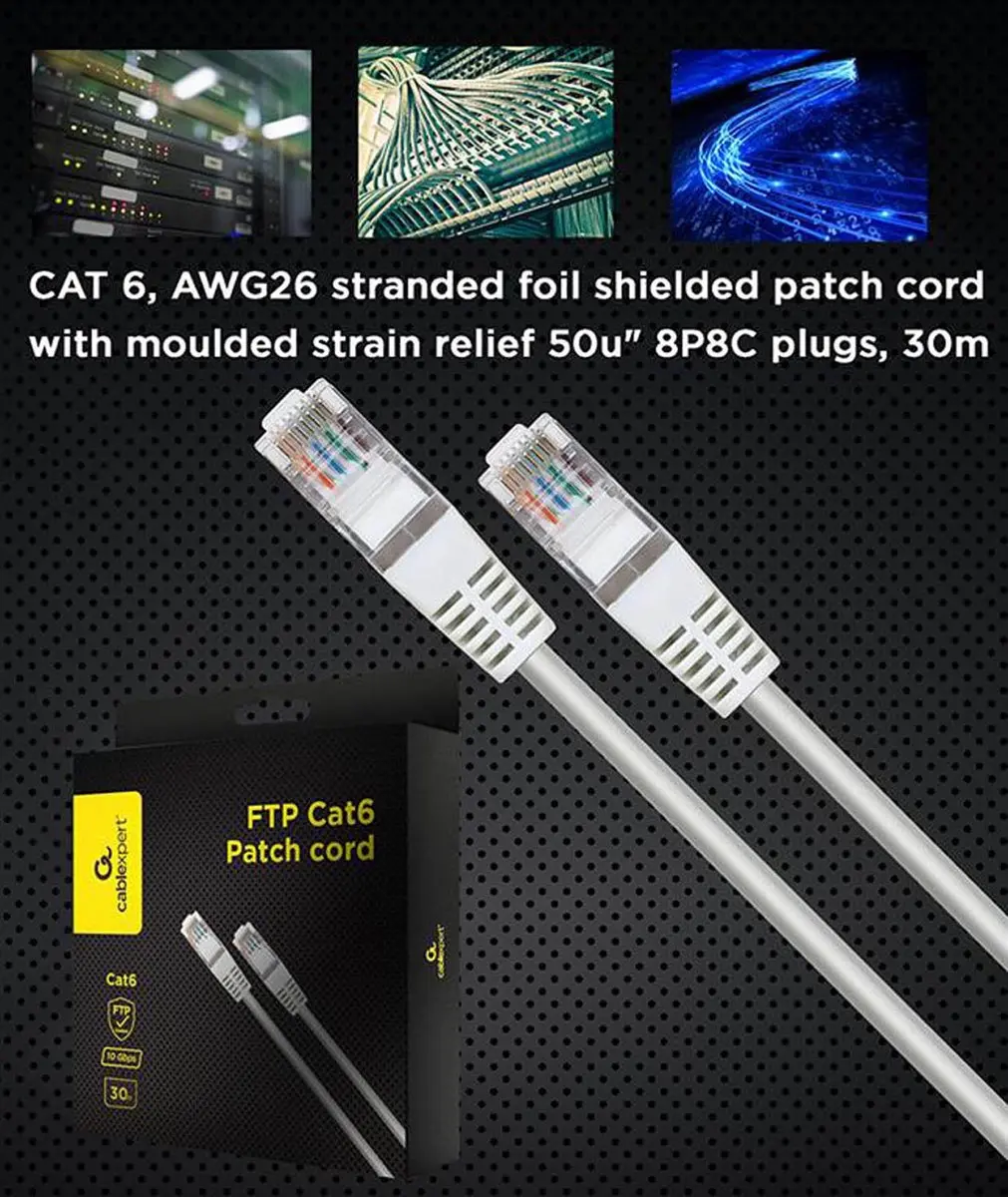 Gembird FTP Cat6 Netwerkkabel 30m - Grijs