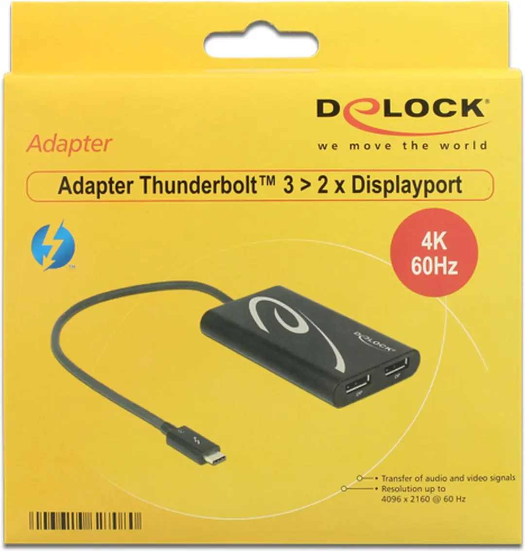 Delock Thunderbolt 3 naar 2x DisplayPort Adapter 4K60 - Zwart