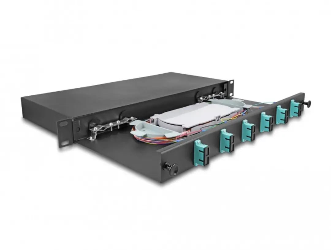 Delock 19" Optische Fiber Splice Box 6x SC Duplex OM3 - 1U - Zwart