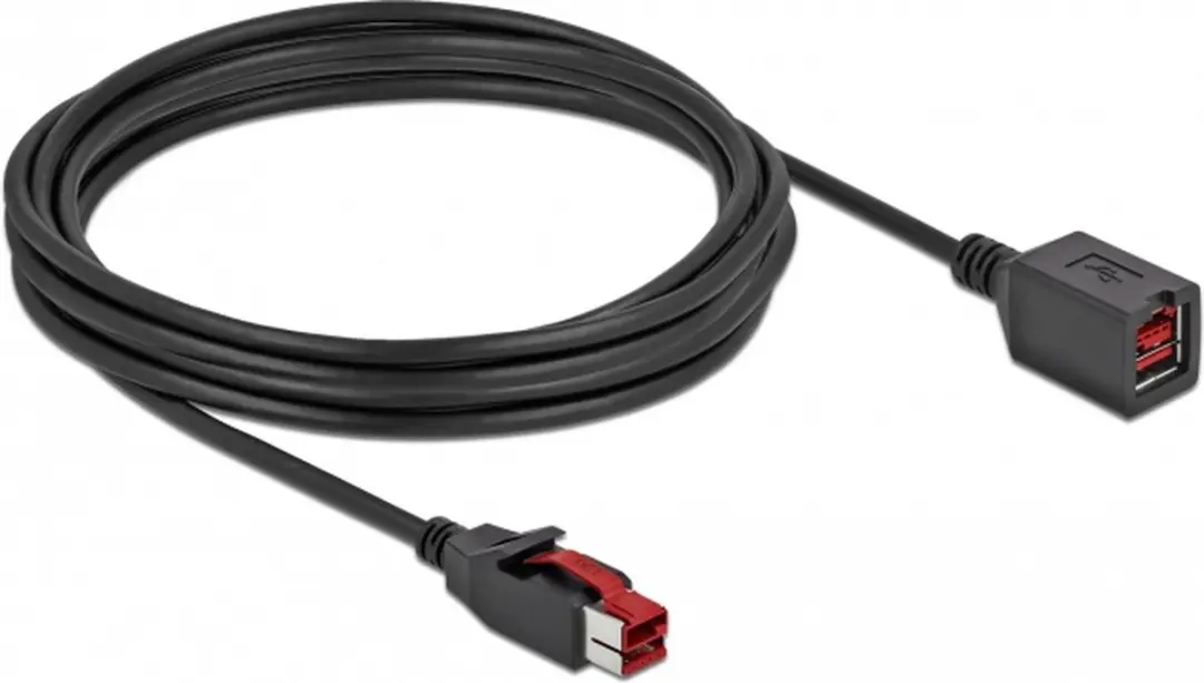 Delock PoweredUSB Verlengkabel 24V 4m - Zwart