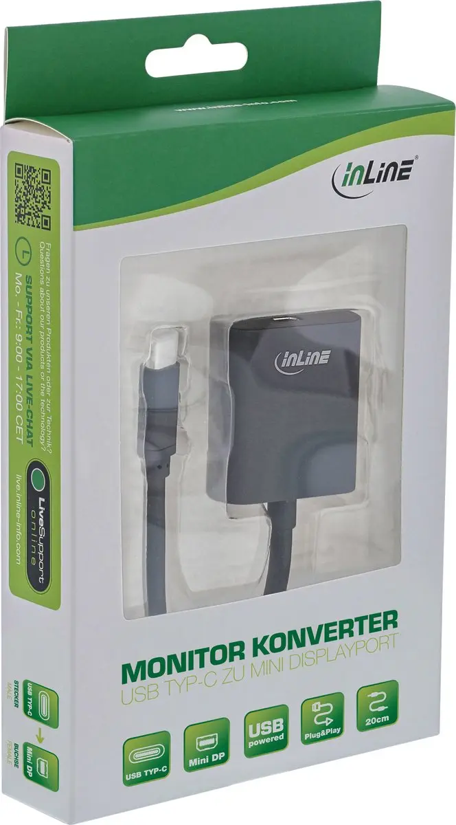 InLine USB-C naar Mini DisplayPort 4K Converter - Zwart