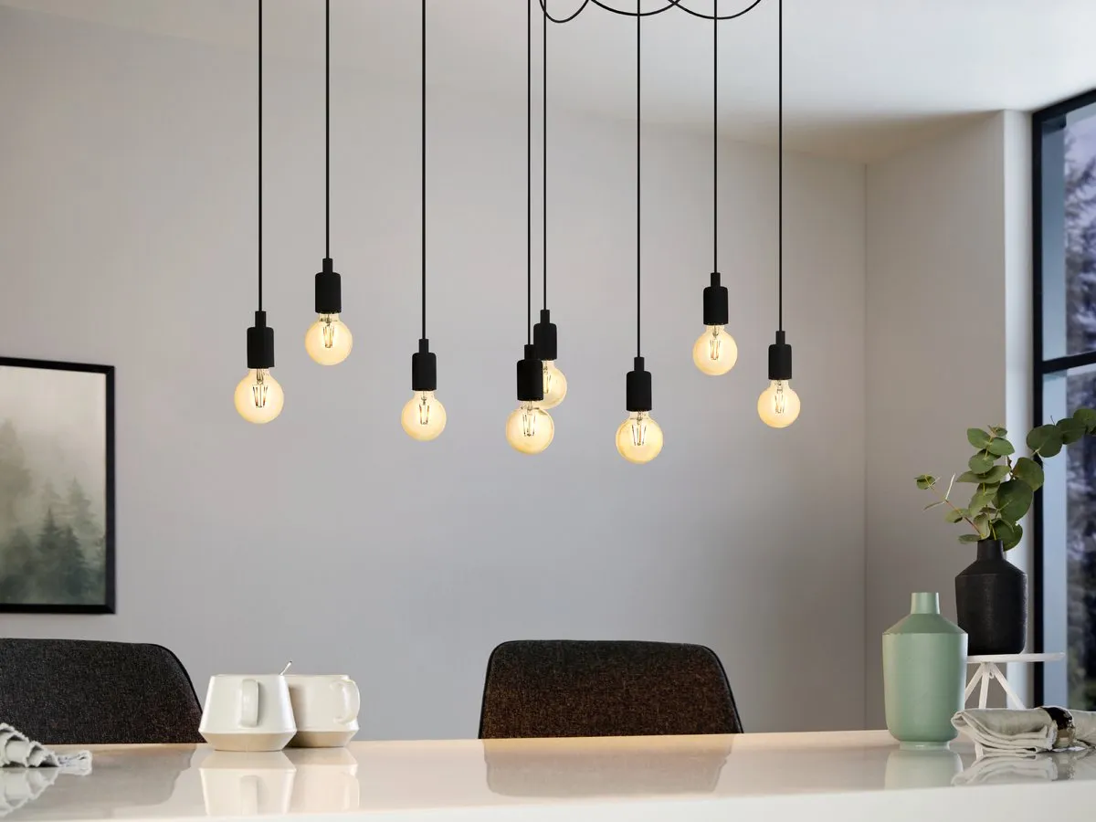 Eglo Hogsmill Hanglamp 8x E27 - 115,5 cm - Zwart - afbeelding 6 van 6
