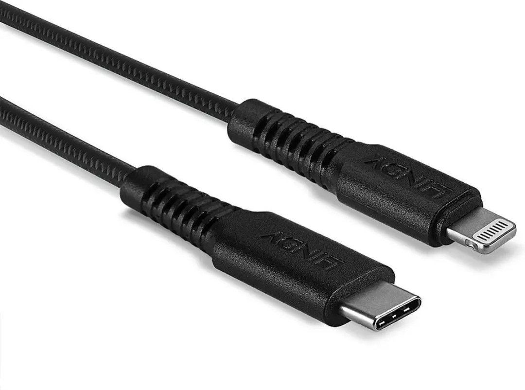 Lindy 31286 USB 2.0 Lightning naar USB-C Kabel 1m - Zwart