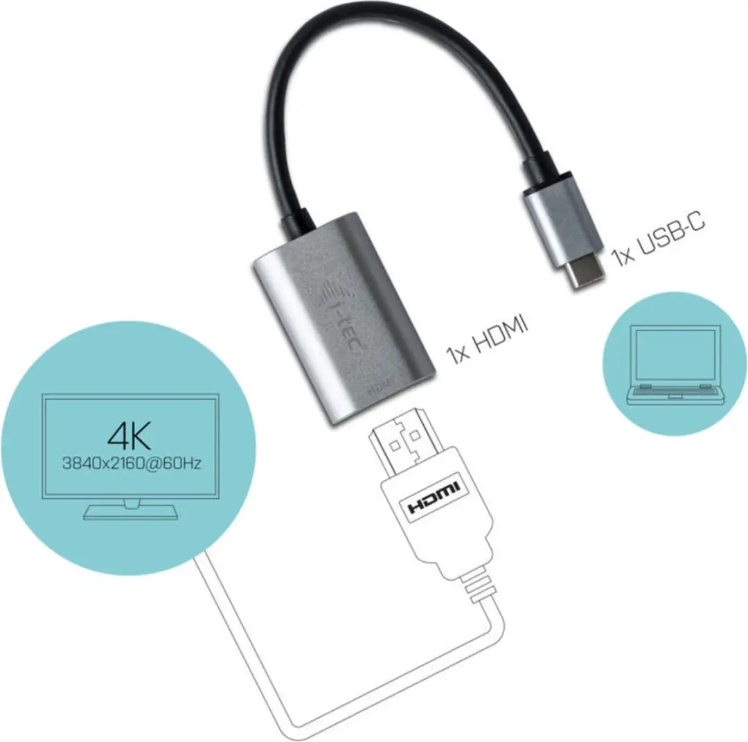 I-tec C31METALHDMI60HZ USB-C naar HDMI Adapter - Grijs