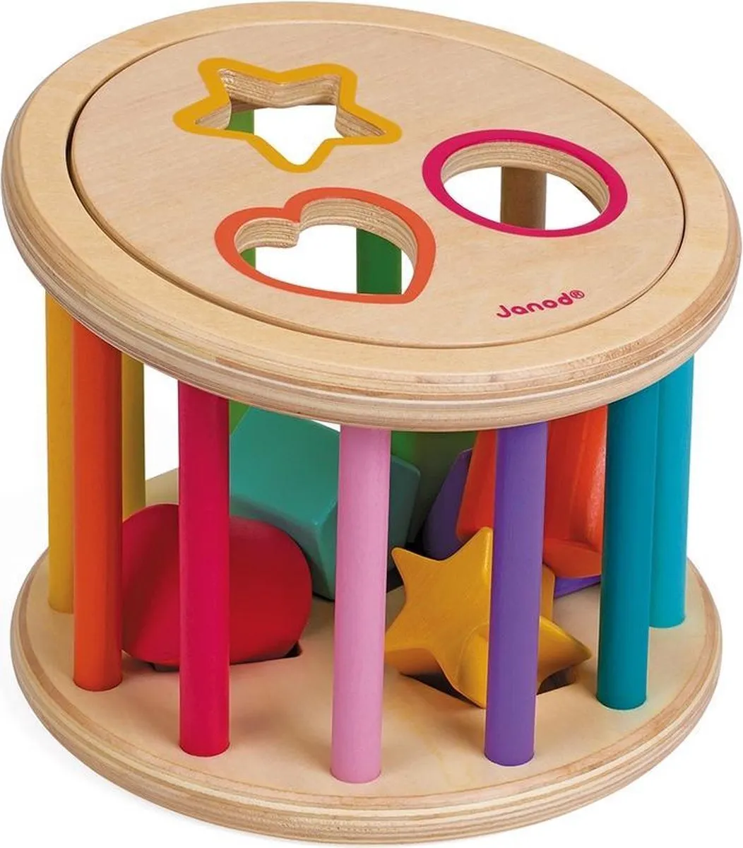 Janod I Wood 5336 Vormenquiz Houten Speelgoed - 6 Blokken - Magnetisch Deksel - afbeelding 6 van 6