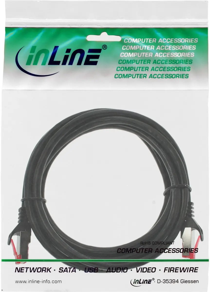 InLine S/FTP Netwerkkabel CAT6 0,5m - Zwart