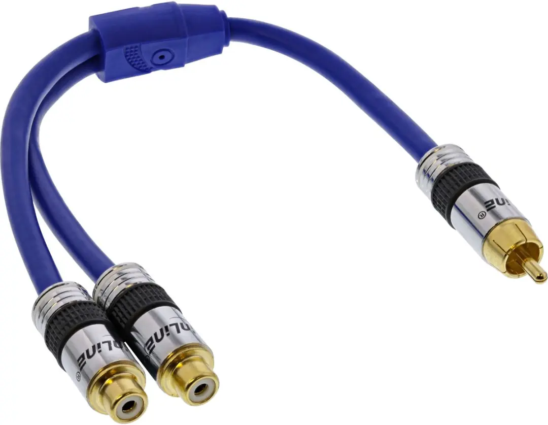InLine Cinch-Y Kabel Blauw 0,25m