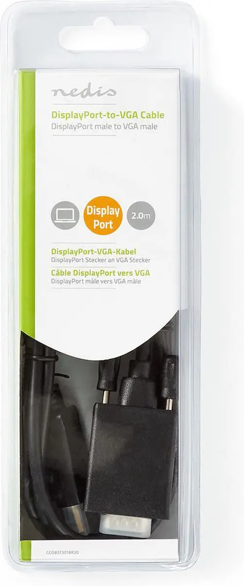 Nedis VGA-Kabel CCGB37301BK20 - 2m - DisplayPort naar VGA - Zwart