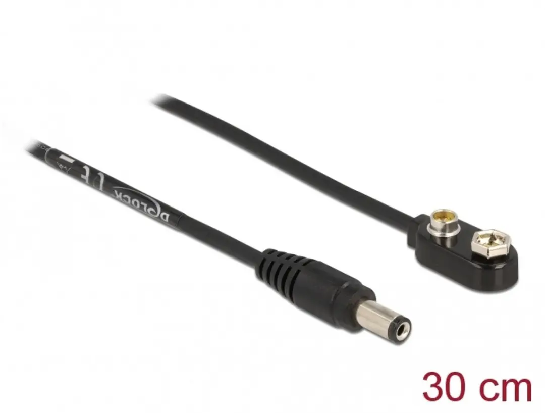 Delock DC Voedingskabel 5.5x2.1mm naar 9V Blokbatterij